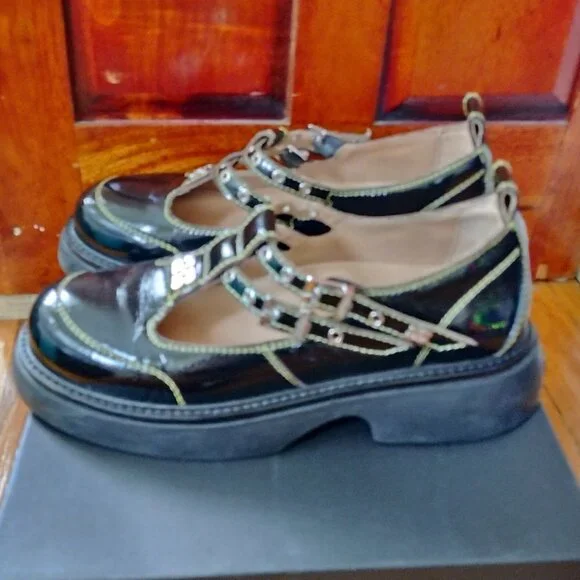 Ganni Everyday Butterfly Mary Jane Black Patent 9 US 39 EU - Picture 8 of 10